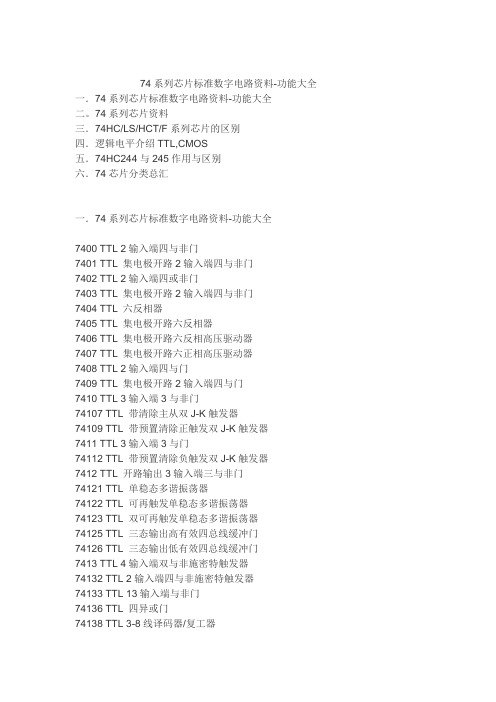 74系列芯片标准数字电路资料