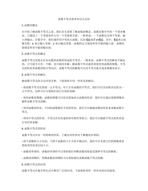 函数不等式基本知识点总结