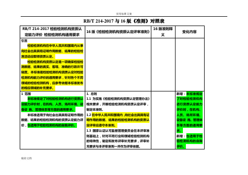 RB214与16版准则变化比对