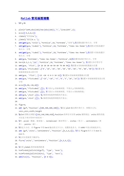 matlab 常用画图调整命令汇总(带例子)