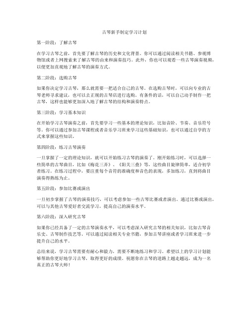 古琴新手制定学习计划