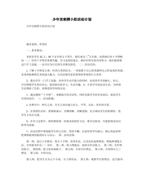 少年宫刺绣小组活动计划