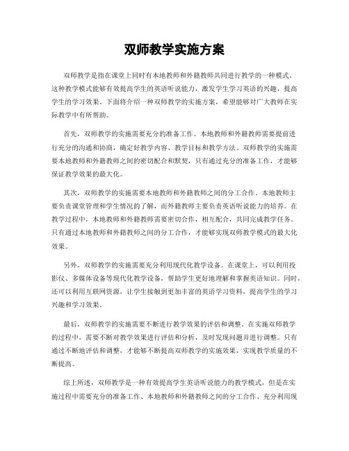 双师教学实施方案