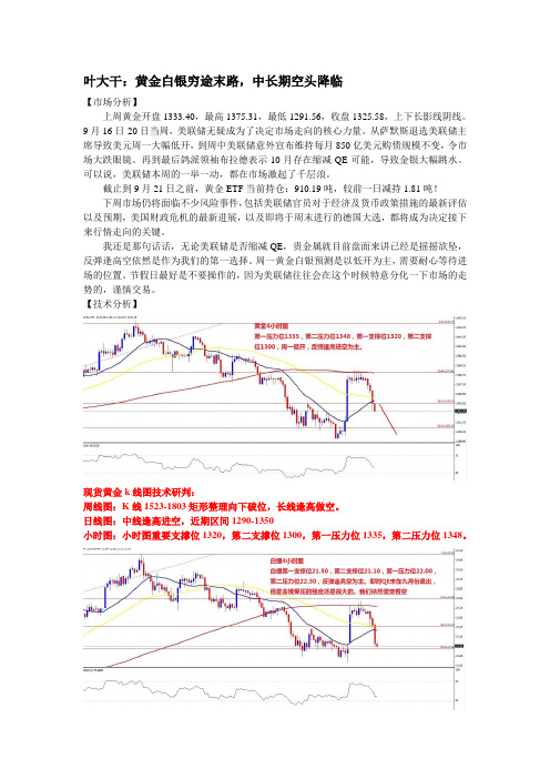 2013年9月22日叶大干(黄金)+叶大干：黄金白银穷途末路,中长期空头降临