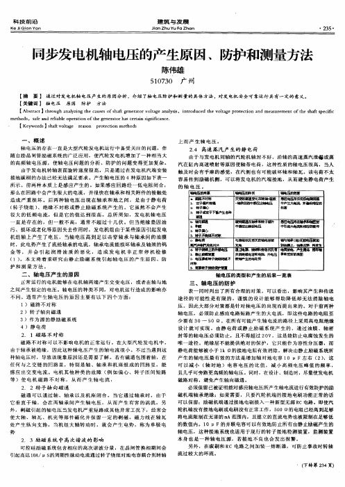 同步发电机轴电压的产生原因、防护和测量方法