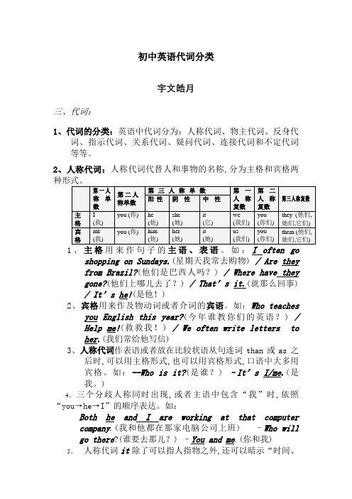 英语代词分类