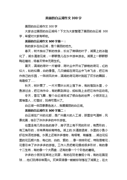 美丽的白云湖作文300字