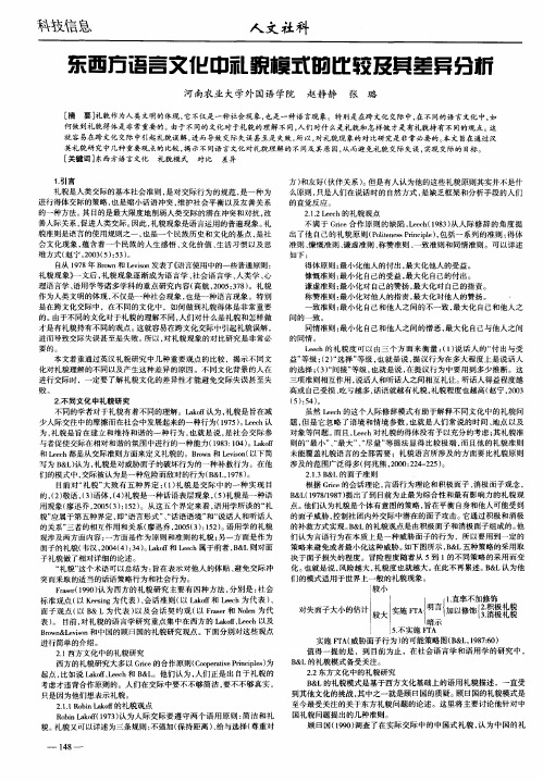 东西方语言文化中礼貌模式的比较及其差异分析