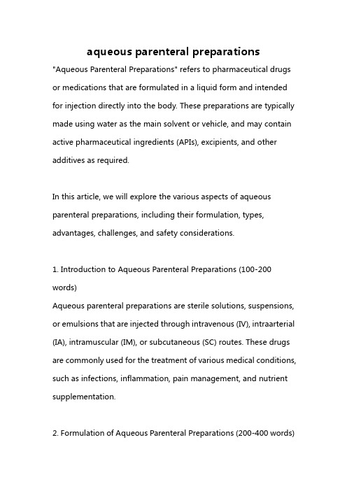 aqueous parenteral preparations