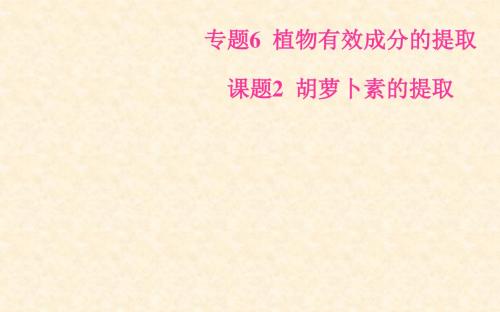 高中生物 专题6 植物有效成分的提取 课题2 胡萝卜素的提取课件 新人教版选修1