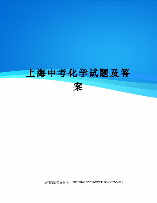 上海中考化学试题及答案