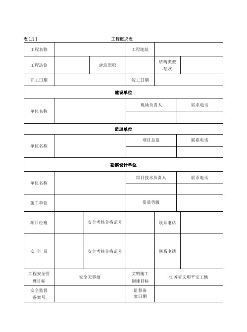 建筑,市政项目安全基本资料全套表格