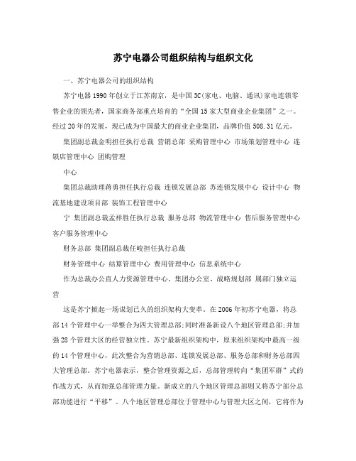 苏宁电器公司组织结构与组织文化