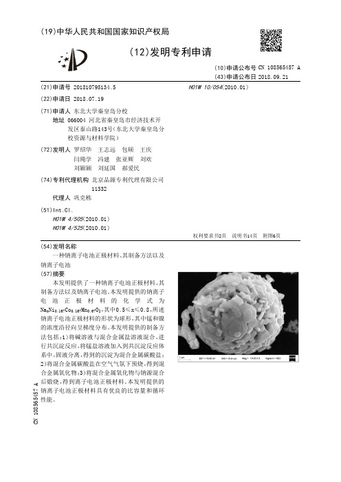 一种钠离子电池正极材料、其制备方法以及钠离子电池[发明专利]