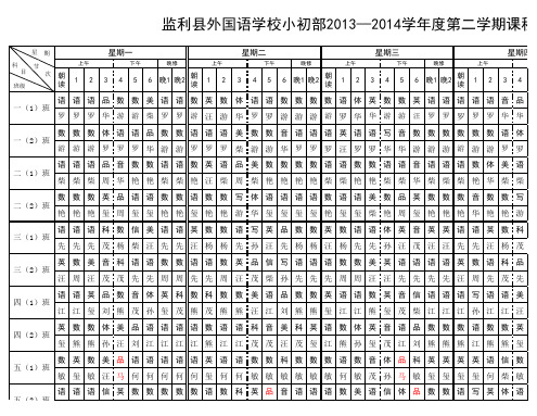 课程总表2014年2月11