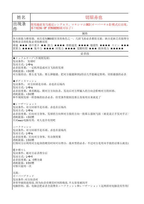 NDS网球王子2005全人物攻略最全