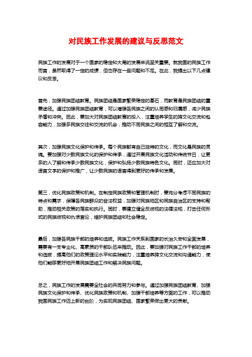 对民族工作发展的建议与反思范文