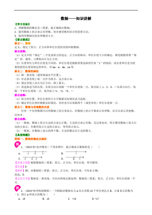 (完整版)北师大数学七年级上册第二章数轴