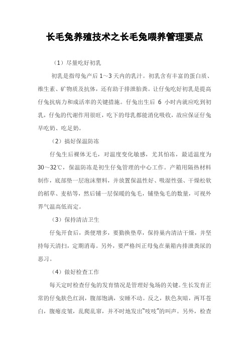 长毛兔养殖技术之长毛兔喂养管理要点