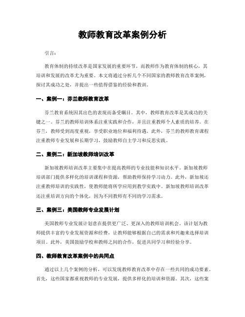 教师教育改革案例分析