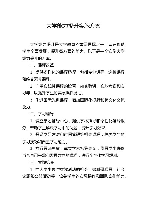 大学能力提升实施方案