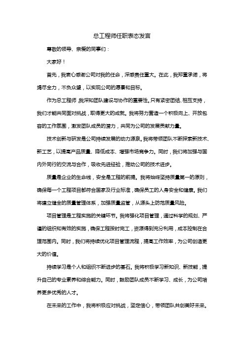 总工程师任职表态发言