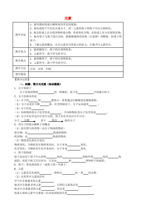 江苏省高邮市车逻镇初级中学2020届中考化学一轮复习5《构成物质的微粒 元素》教案