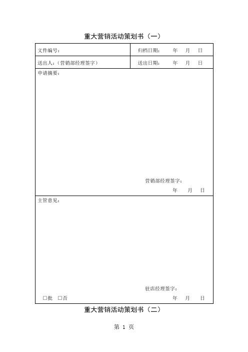 营销部常用表格(表格模板、doc格式)共27页文档