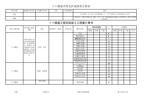 隧道工程数量表