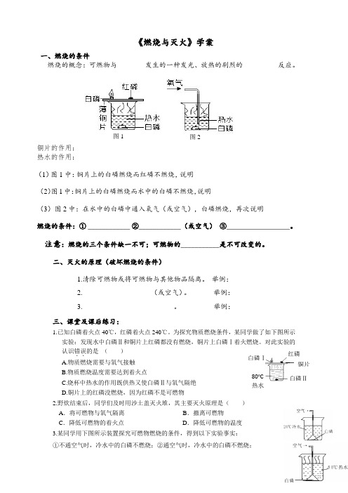 燃烧与灭火学案(公开课一等奖)