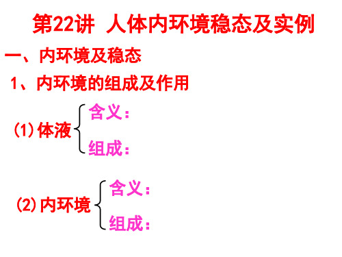 高考生物复习第22讲 人体内环境稳态及实例