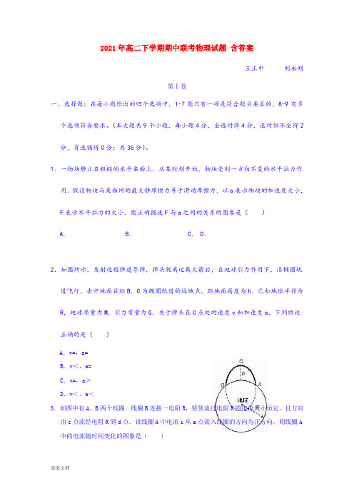 2021-2022年高二下学期期中联考物理试题 含答案