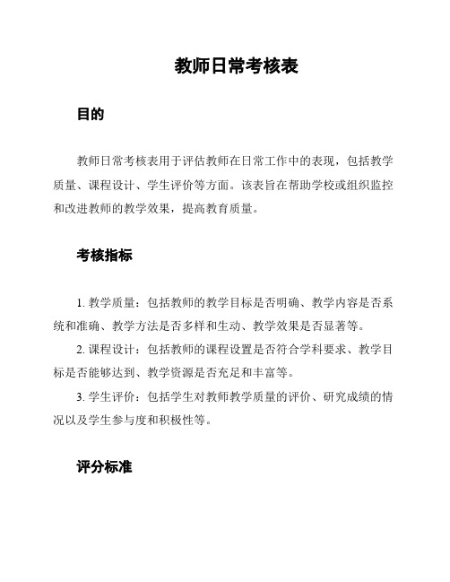 教师日常考核表