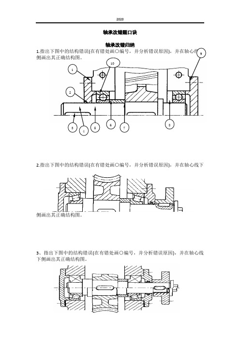 轴承改错题口诀