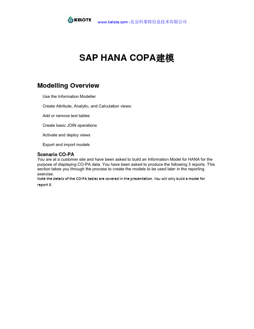 SAP HANA 建模概述