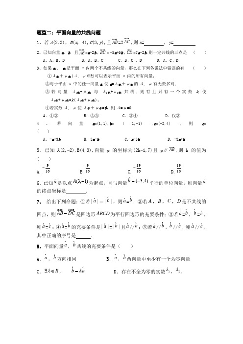 平面向量题型二：平面向量的共线问题