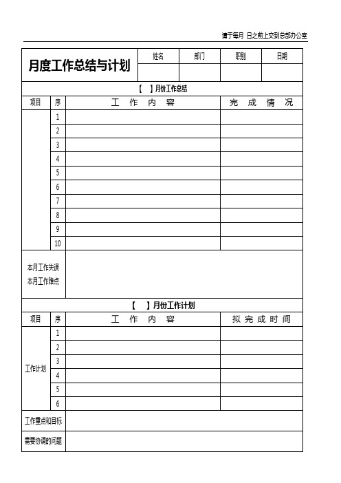 度工作总结与计划表格度报表