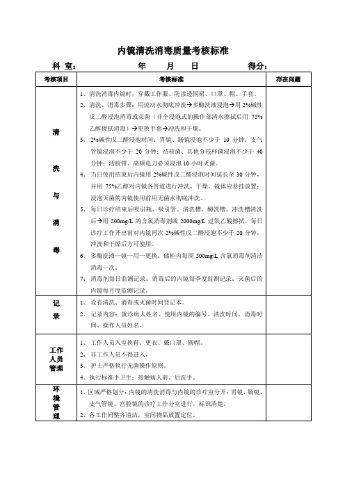 内镜清洗消毒护理质量评价标准