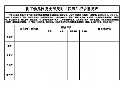 四风意见表