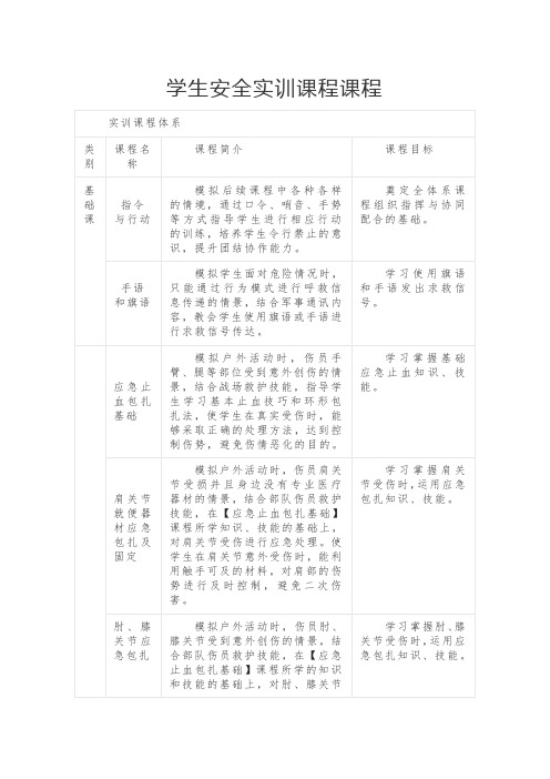 学生安全实训课程课程