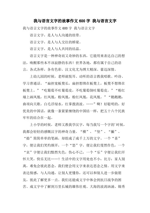 我与语言文字的故事作文600字 我与语言文字