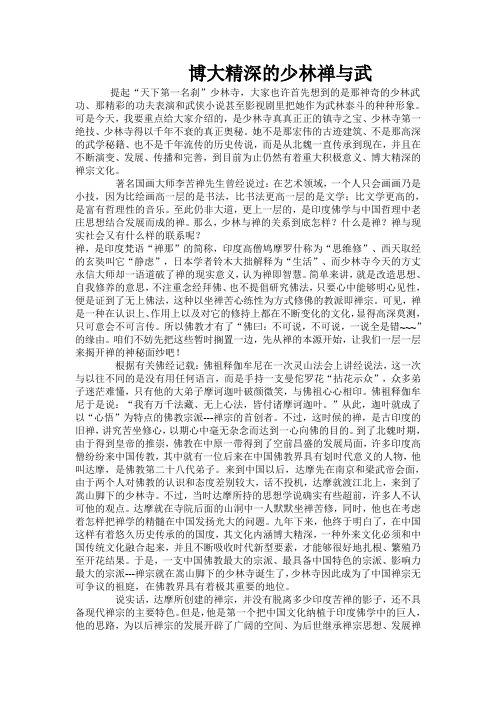 博大精深的少林禅与武