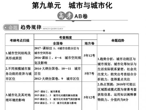 2018版《大高考》地理高考二轮复习课件：第九单元+城市与地理环境