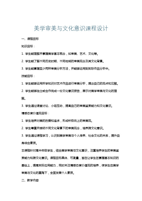 美学审美与文化意识课程设计