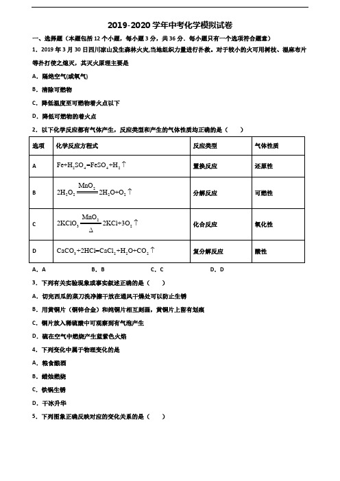 2019-2020学年江苏省无锡市中考化学综合测试试题