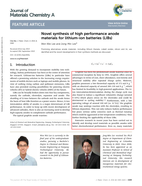 Novel synthesis of high performance anode materials for lithium-ion batteries (LIBs)