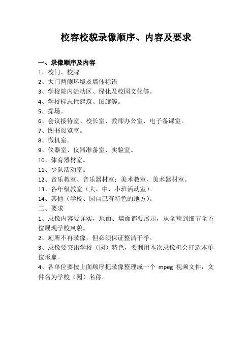 校容校貌录像顺序及内容(1)