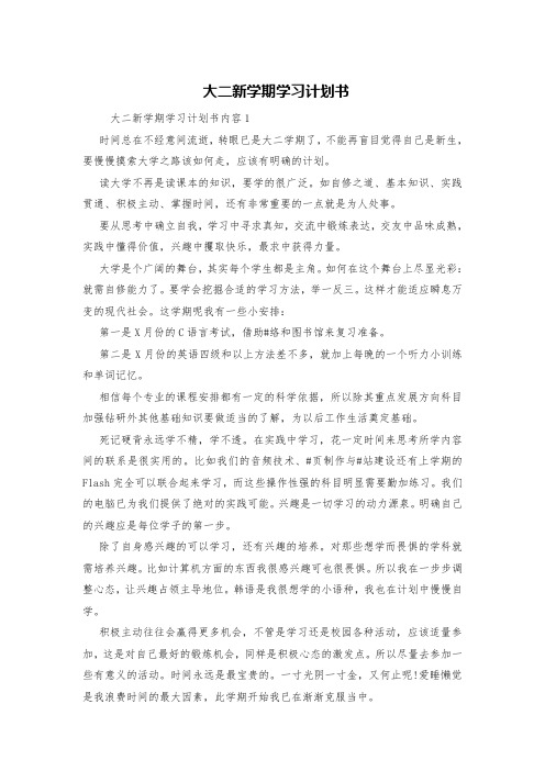 大二新学期学习计划书