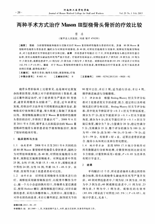 两种手术方式治疗MasonⅢ型桡骨头骨折的疗效比较