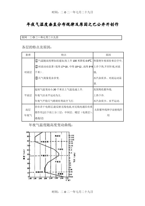 大气温度垂直分布规律及原因